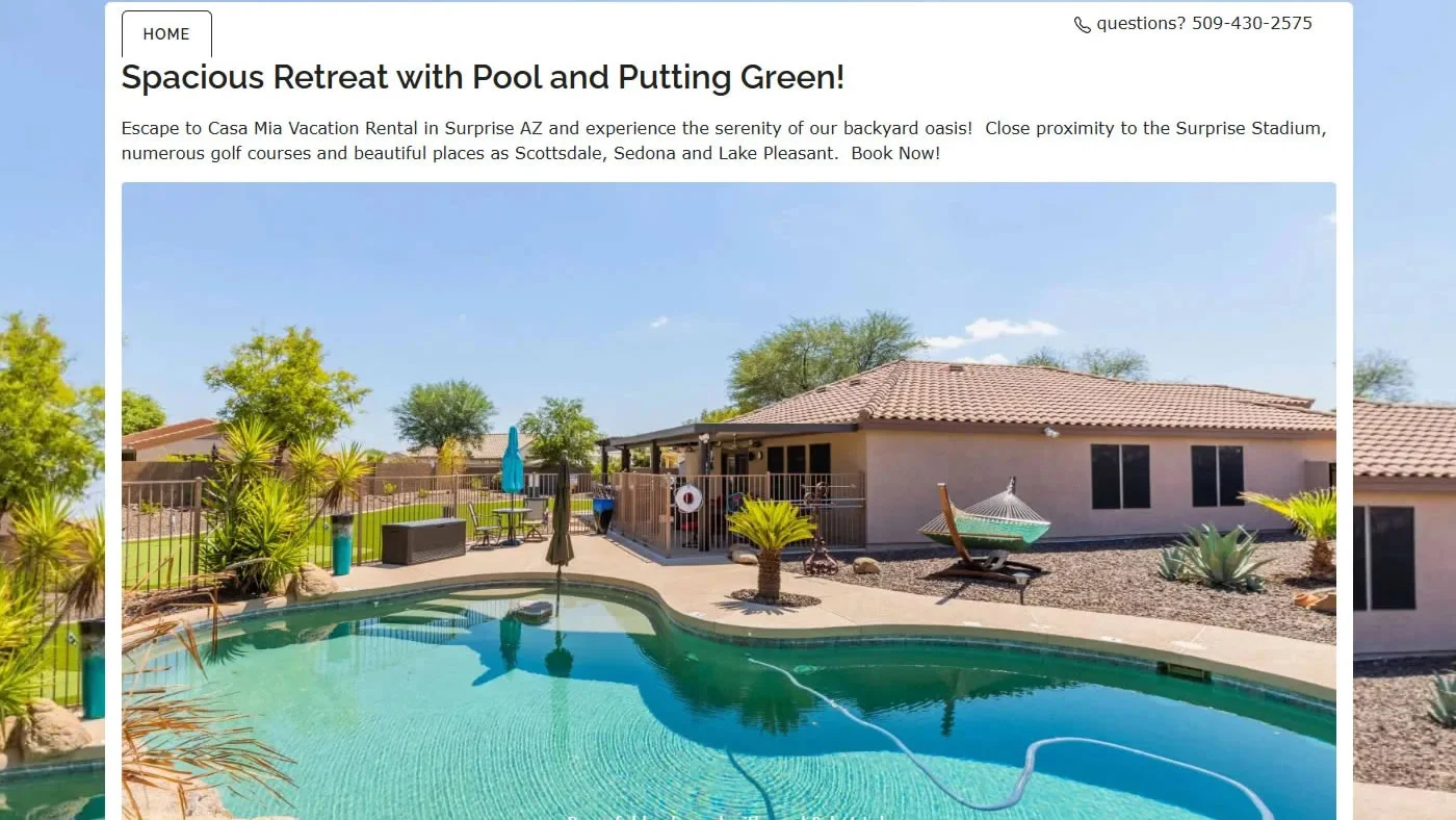 Example OwnerWebs Vacation Rental Website Screenshot 6